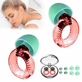 Kids Ear Plugs Red, Noise Reducing Ear Plugs with Four Sizes of Ear Caps XS/S/M/L,Sleeping Ear Plugs Noise Cancelling, Suitable for Family, School, Study, Travel, Play and Sleep