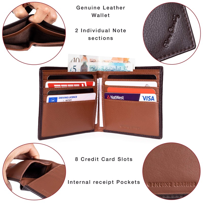 Pierre Cardin Mens Genuine Leather Wallet RFID Blocking Soft Smooth