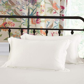 Silk Satin Pillowcase for Hair and Skin Pillow Cases Sets with Hidden Zipper Sateen Pillow Cover 21 × 33 inches (2, White)