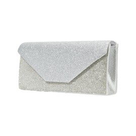 TQUXNGA Elegante Abendtasche mit Diamant-Motiv, mit Magnetverschluss, für Partys und formelle Anlässe, silber