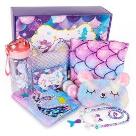 Mermaid Gifts for Girls Age 5 6 7 8 9 10+, Unique Mermaid Birthday Gifts Set Mermaid Cup Notebook blanket Kids Purse Greeting Card Jewelry Kit for Teens Girls