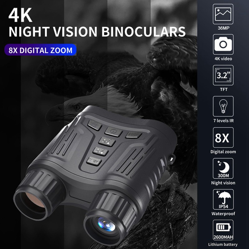 8X Night Vision Binoculars 3.2inch TFT Screen 984.3ft Range IP54
