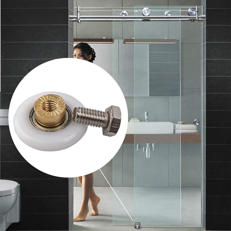 Qikuver Shower Door Roller, 4 Sets Shower Door Rollers Runners