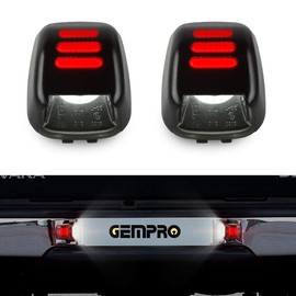 Gempro License Plate Light, 2Pcs LED License Plate Tag Lamp Assembly Replacement Compatbile for Nissan Frontier Titan Xterra Armada Suzuki Equatorx, Powered by 18SMD Xenon White LED Lights (Red)