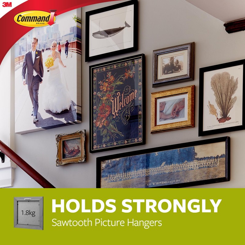 Command Sawtooth Picture Hangers, Damage Free Hanging Frame Hangers, No