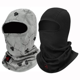 LANLFY 2PACK FR Face Mask for Men HRC2 Fire Resistant Balaclava 100% Cotton Welding Hood Gear Neck Protector Head Cover, Skull & Black