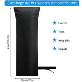 Frienda Outdoor Faucet Cover for Winter Freeze Protection 25 x 10 Outdoor Long Faucet Cover Socks for Winter Waterproof Insulated Spigot(Black,2)
