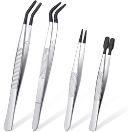 4 Pcs Rubber Tipped Tweezers For Crafting Plastic Tweezers Craft With Pvc Coated Set Soft Rubber Tip Non Marring For Crafts Stamps Beads Jewelry Tools