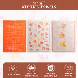 Maison d' Hermine Colors Of Autumn 100% Cotton Set of 3 Multi-Purpose Kitchen Towel Soft Absorbent Dish Towels Tea Towels Bar Towels Spring/Summer (50cm x 70cm)
