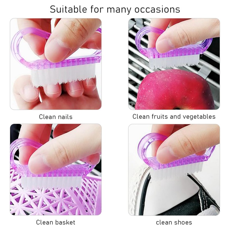 9-Piece Handle Nail Brush, Plastic Hand Brush, Nail Scrubber Cleaning