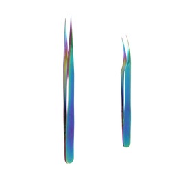 pson 2PCS Rainbow Tweezers Set, Stainless Steel Pointed Craft Tweezers, Colorful Fine Tip Tweezer Tools for Jewelry Making, Eyelash Extension, Repair, DIY (1 straight and 1 curved)