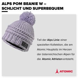 ATOMIC W ALPS POM Beanie - Lavender - Hat for Adults - Winter Hat with Fleece Headband - Comfortable & Breathable Hats - Warm Bobble Hat Made of Skin-friendly Material, Lavendar