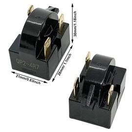 2 piezas de 3 pines QP2-4.7/QP2-4R7 4.7 ohmios para refrigerador, compresor de relé de arranque PTC, pieza de repuesto compatible con Vissani, EdgeStar, Danby, Kenmore, nevera Whirlpool, enfriador de