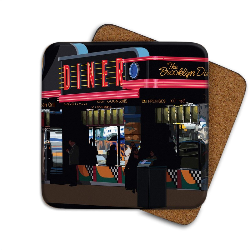 New York "Diner" Set of 4 Coasters - American USA