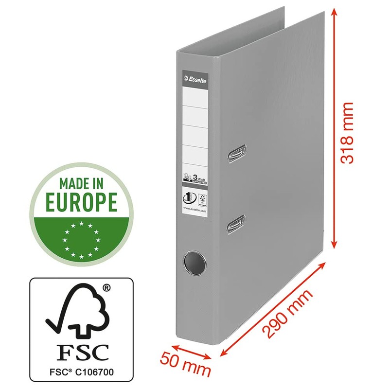 Esselte Lever Arch File for Archiving, Plastic, 5 cm Spine,
