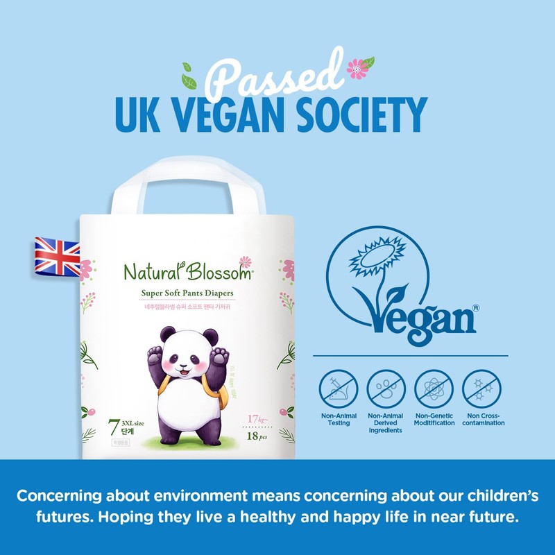 Natural Blossom Pull-On Baby Diapers | Ultra-Slim, Hypoallergenic, Super Soft,