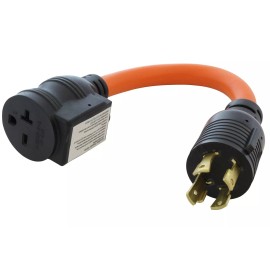 AC WORKS® 30A NEMA L14-30P to 20A NEMA 6-20R Adapter With 20 Amp Breaker by AC WORKS®