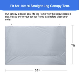 CROWN SHADES SunWall Silver Coated for 10x20 Pop up Canopy Tent, 1 Pack Sidewall Only with Silver Coating (1 Pack, White)