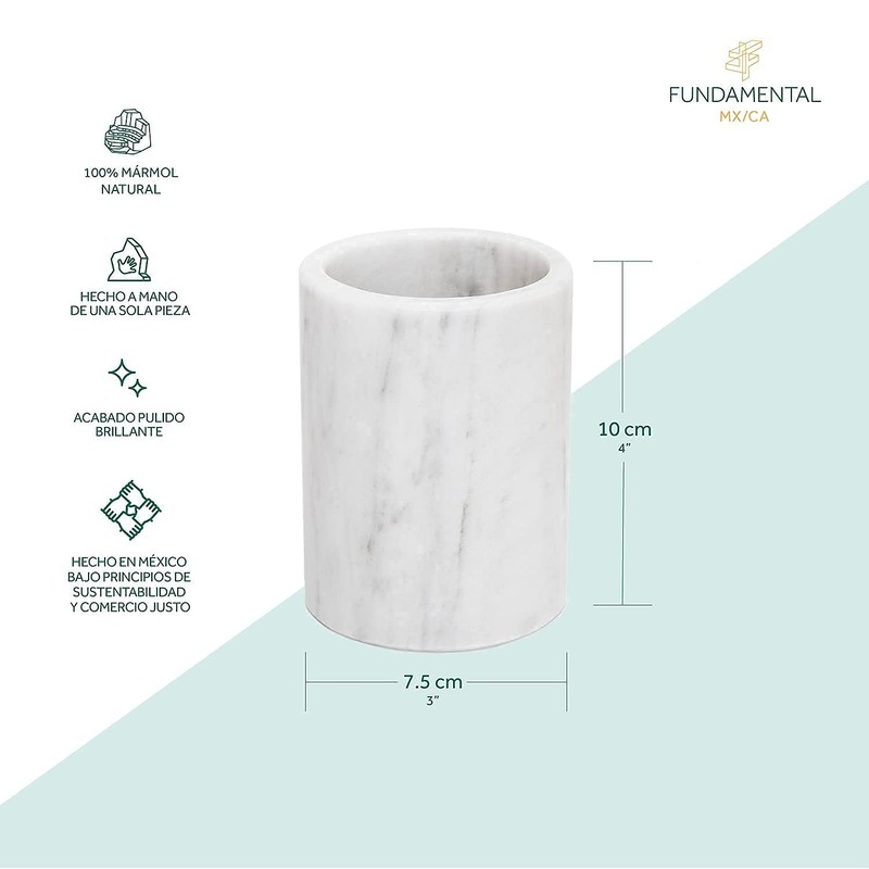 Mármol Fundamental - Vaso de mármol - Blanco Brillante