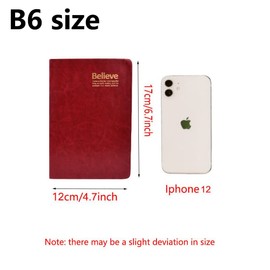 SAYEEC Thick Lined Journal Notebook 720 Pages Leather Journals for Writing 360 Sheets College Ruled Notebook B6 Dark Red Soft Cover Vintage Believe Daily Diary Gifts for Women Travel Work Note Taking