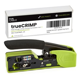 trueCABLE Crimp Tool for Pass Through RJ45 - All-in-One Ethernet Crimper, Cutter, Stripper - Works with Cat5e, Cat6, Cat6A Shielded and Unshielded Connectors