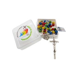 Multicolored Jubilee Rosary 2025, 19.5 inch Length, 8mm Beads, Pilgrims of Hope Design with Gift Box (Acrylic Beads)