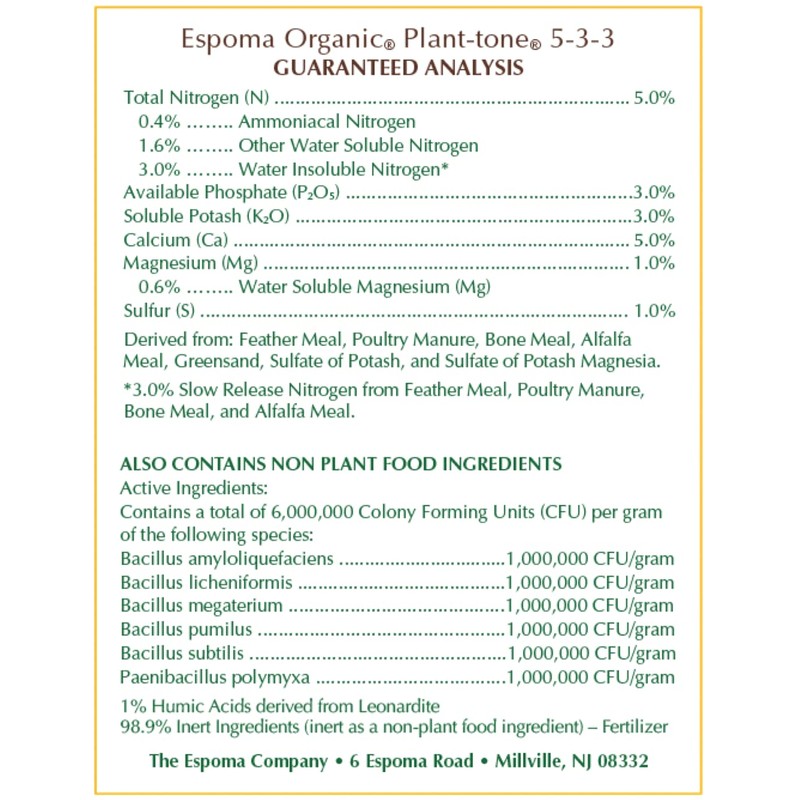Espoma Organic Plant-Tone 5-3-3 Natural & Organic All Purpose Plant