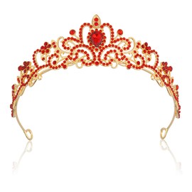 Red Crown, Red Tiara for Women, Tiaras for Girls Princess Crown,Tiara Crown Birthday Tiara for Women,Tiaras and Crowns for Women Princess Crowns for Girls Crown Costume Goddess Crown Crystal Crown