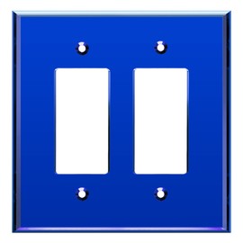 LIDER Double Decorator Wall Plate, Impact Resistant, Mirrored, Plexiglass Dual Outlet Cover or Light Switch Cover, Acrylic, Reflective Finish, Modern, Oversized 2-Gang 5.25" x 5.25", Blue