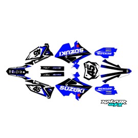 Kalair GFX Graphics Kit for Suzuki RM125 (2001-2008) Polisport Restyle DIVISION Series Blue 21 Mil - Dirt pit bike motorcycle stickers, dirtbike racing automotive decal accessories no-plastics