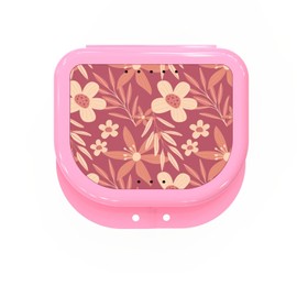 Retainer Cases Cute, Retainer Holder Case, 1 Pack, Aligner Case with Impactful Colorful Cute Patterns, Night Guard Case with Floral Patterns (Pink)