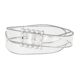 Allegra K Ladies Clear Waist Belts for Jeans Trousers Transparent Belts Rectangle Buckle 70-88cm/27.56-34.65" Silver