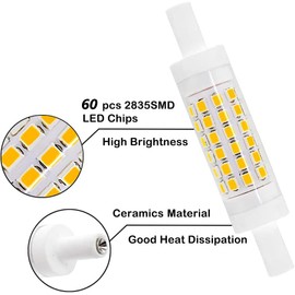 R7S 78mm LED Bulb 5W, Dimmable J Type Double Ended Flood Light (50W Halogen T3 Replacement), 120V 600 Lm, Wall Security Floor Standing Torchiere Lamp for Work and Home, Pack of 2 (4000K Natural White)