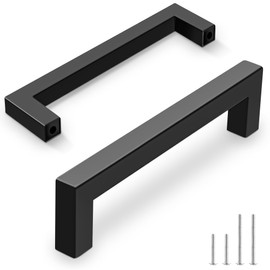 Vortix Pack of 10 Kitchen Handles, 128 mm, Furniture Handle, Stainless Steel -LSJ12BK128 Kitchen Handle, Cabinet Handles, Drawer Handles, Furniture Handles, Black Handles Kitchen (Black, 10-Piece Set