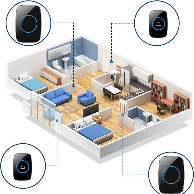 Wireless Doorbells for Home - Adjustable Volume with 60 Chimes,
