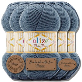 Hobby YARN Alize Baby Best Batik, 5 x 100 g, Turkish Premium Wool Baby Wool (Light Indigo, 418)