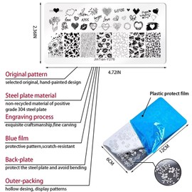 RUNRAYAY Love Series Nail Stamping Plates for Nails Image Valentine's Day Theme, Nail Templates Nail Stencils for Nails Art Stamping Kit Nail Stamp Plates Set Printing Tools for Women Girls DIY 4 Pieces