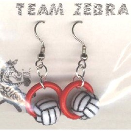 Team-Zebra Funky Earrings & Novelty Jewelry Funky VOLLEYBALL BEAD EARRINGS-Refer
