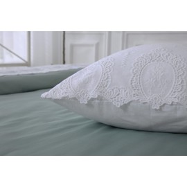 2-Pack White Hollowed Out Lace Pillowcases Battenburg Lace Pillow Shams French Luxury Elegant Look 100% Cotton Queen Size