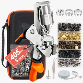 Canvas Snap Kit, Snap Fastener Tool, 405 PCS Boat Cover Snap Button Kit, 5 Colors of Boat Cover Snaps, 15mm Canvas Snaps Marine Stainless for Repairing Boat Covers, Fabric, Tarps, Canvas, Leather