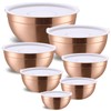 Moxinox Rose Gold Mixing Bowls with Airtight Lids, Stainless Steel