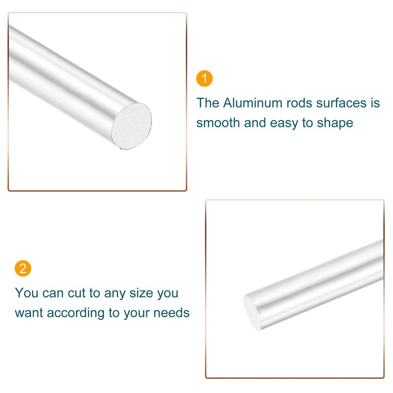 sourcing map Round Solid Aluminum Rod 16mm Diameter 300mm Length