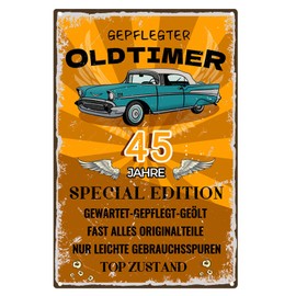 Tin Sign 45 Birthday Sign 45 Years Classic Gifts for the 45th Birthday Man Funny Birthday Sign 45 Gift Idea for 45th Anniversary - Vintage Metal Sign 20 x 30 cm