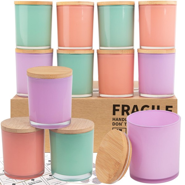 CONNOO 12 Pack 10 OZ Spring Glass Candle Jars for