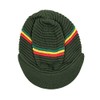 RW Knitted Cotton Rasta Skully Beanie Visor (Olive/RGY)