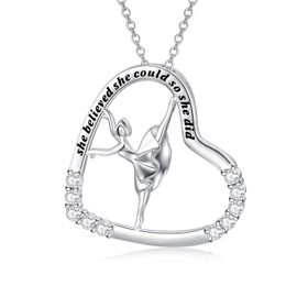 MISTBEE Ballerina Necklace Sterling Silver Engraved Inspirational Necklace She Believed She Could So She Did Necklace for Dancer Women