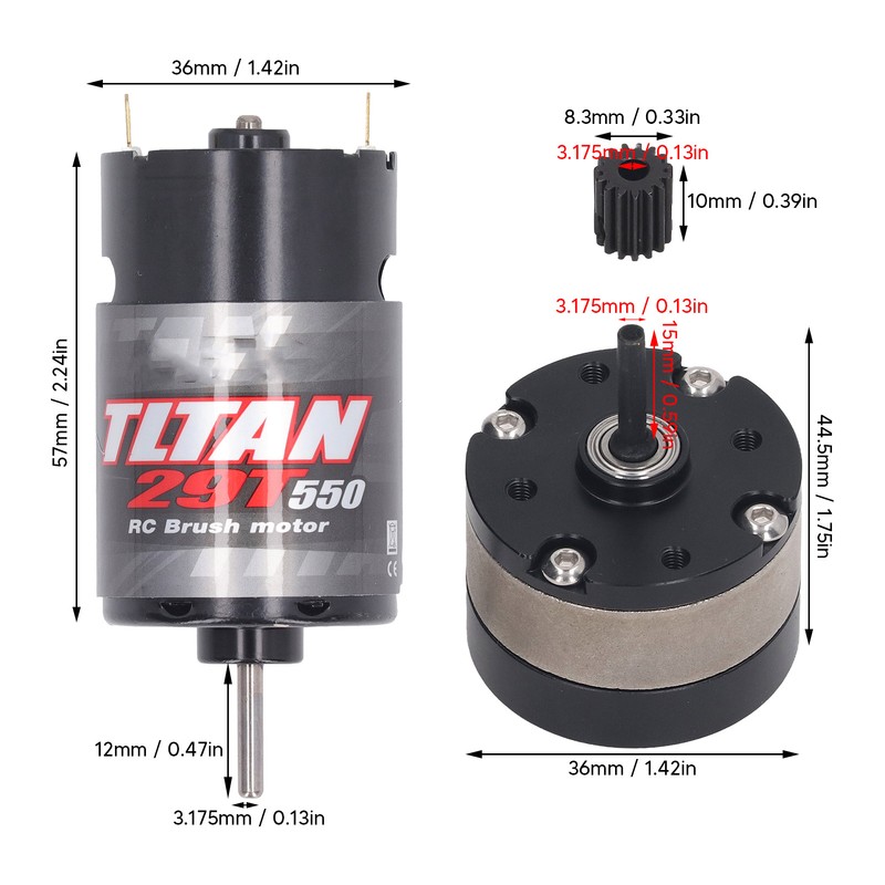 RC Brushed Motor with 1/3 Reduction Gearbox 550 Universal Brushed
