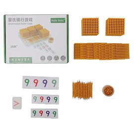 Kghios Montessori Math Golden Beads Toys Materials for Toddlers Baby Kids 3 Years Old,Decimal System Bank Game,Preschool Education Counting Toys