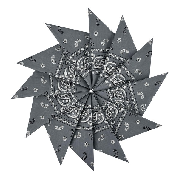 Junvena Cotton Bandanas 12 packs 22"X 22" Double Sides Printed