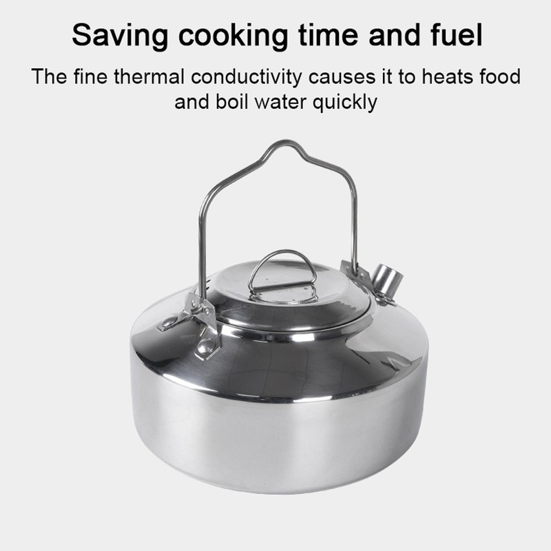 Outdoor Stainless Steel Kettle Locking Handle Camping Hung Pot Portable